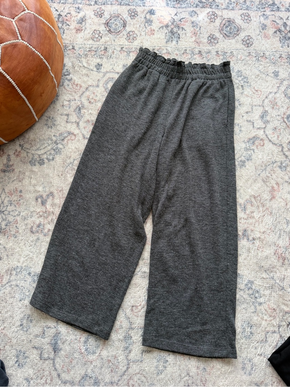 OAK + FORT Charcoal Wide-Leg Knit Pants